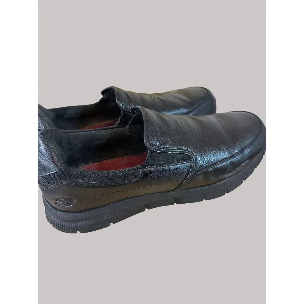 Skechers Size 12 Mens Black Synthetic Slip-Resistant Work Loafers